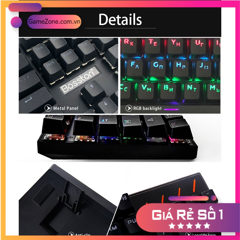 Bàn phím cơ chuyên game Blue Switch Bosston MK912A