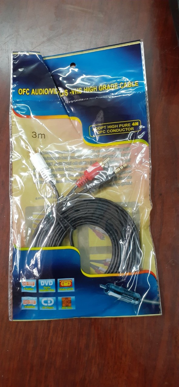 CÁP TÍN HIỆU 1 ĐẦU 3.5 RA 2 ĐẦU BÔNG SEN - DÀI 3M