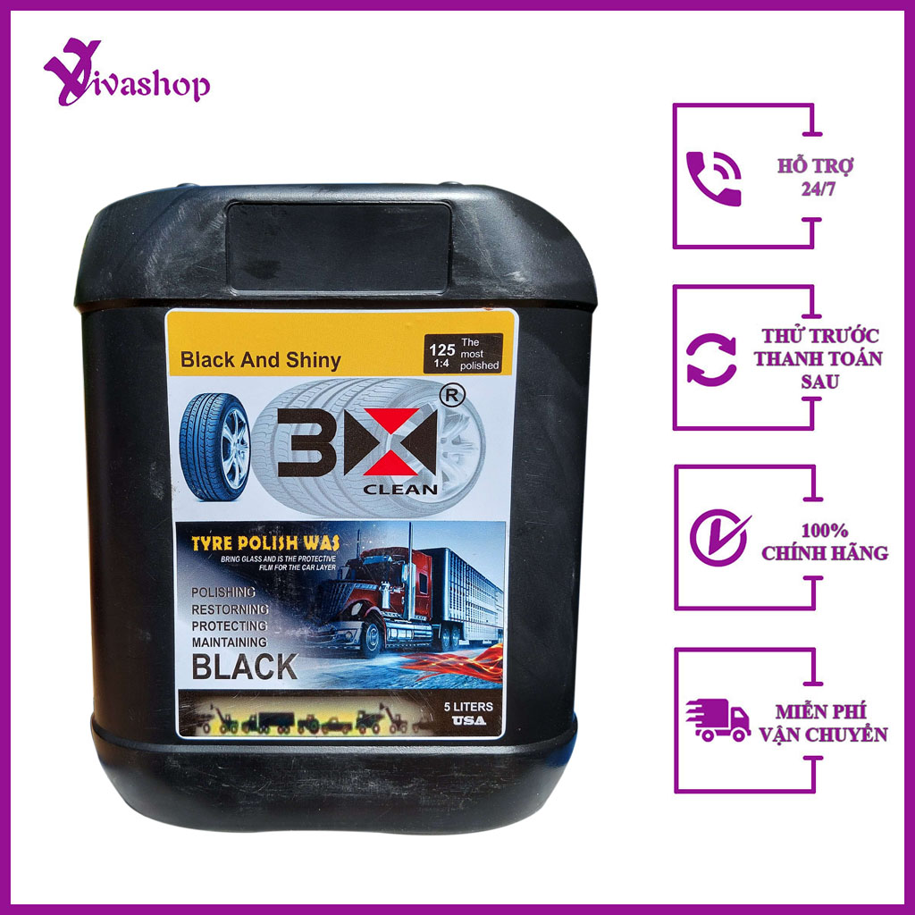 DUNG DỊCH ĐÁNH BÓNG LỐP Ô TÔ XE MÁY CAN 5 LÍT