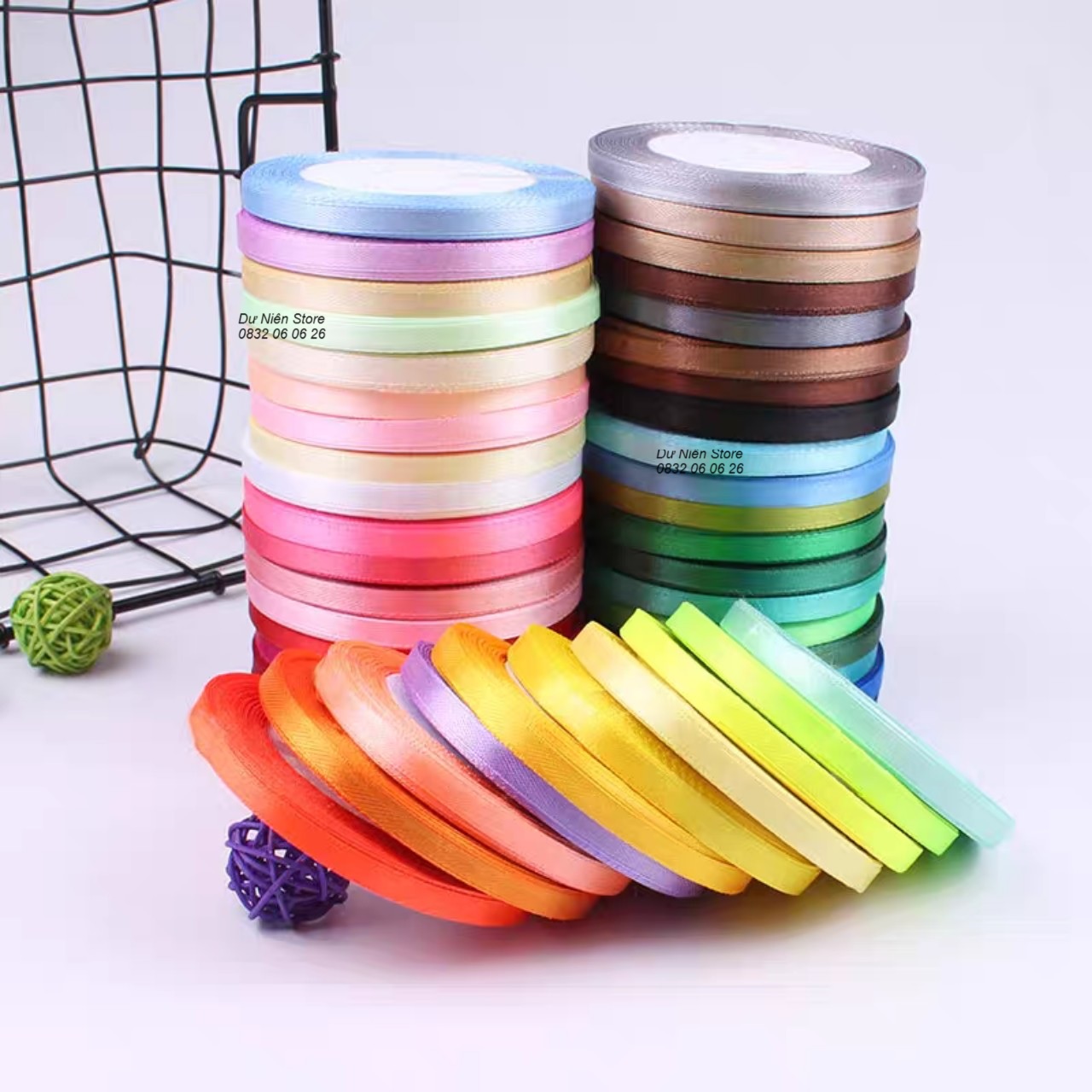Ruy Băng Lụa 5ly (6mm) Đủ Màu Cuộn 22 Yard.