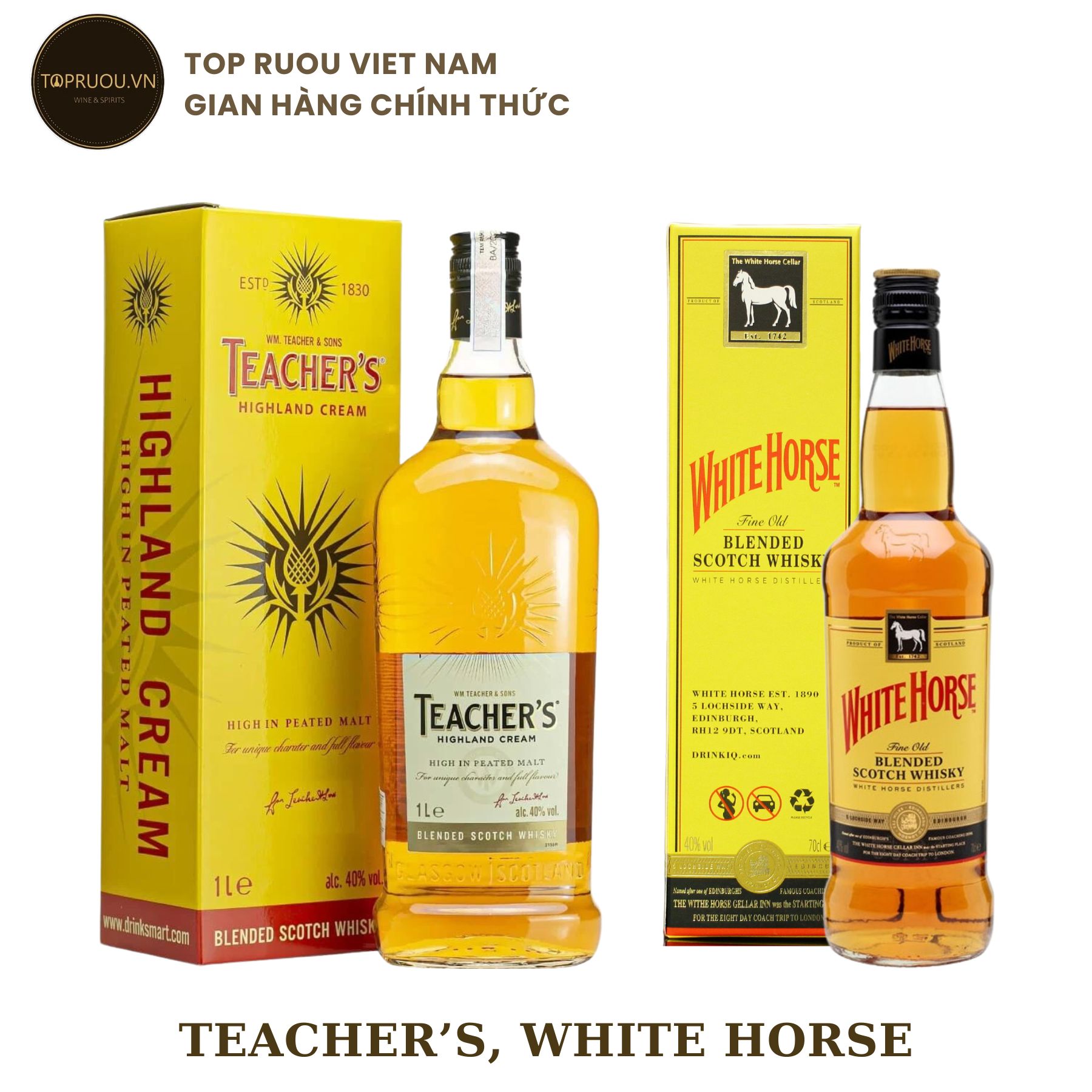 [TopRuouVietNam] Rượu Whisky Teacher's - White Horse 700ml  [Hàng Thật]