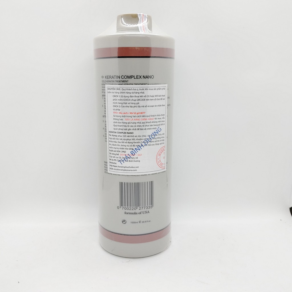 Hấp Tóc Keratin Nano Complex ( Hấp Nano Xám) - Chuyên Phục Hồi Tóc Nát, Cháy 1000ML