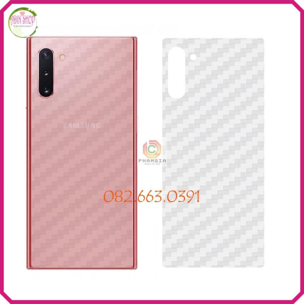 Miếng dán mặt lưng skin carbon dành cho dòng máy Samsung Galaxy Note 10/ Note 10 Plus (Note 10+)
