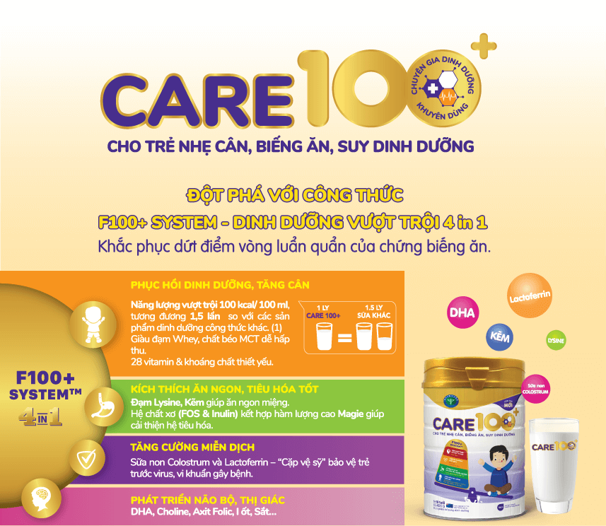 (Date mới) Sữa bột Care 100 plus 900gr