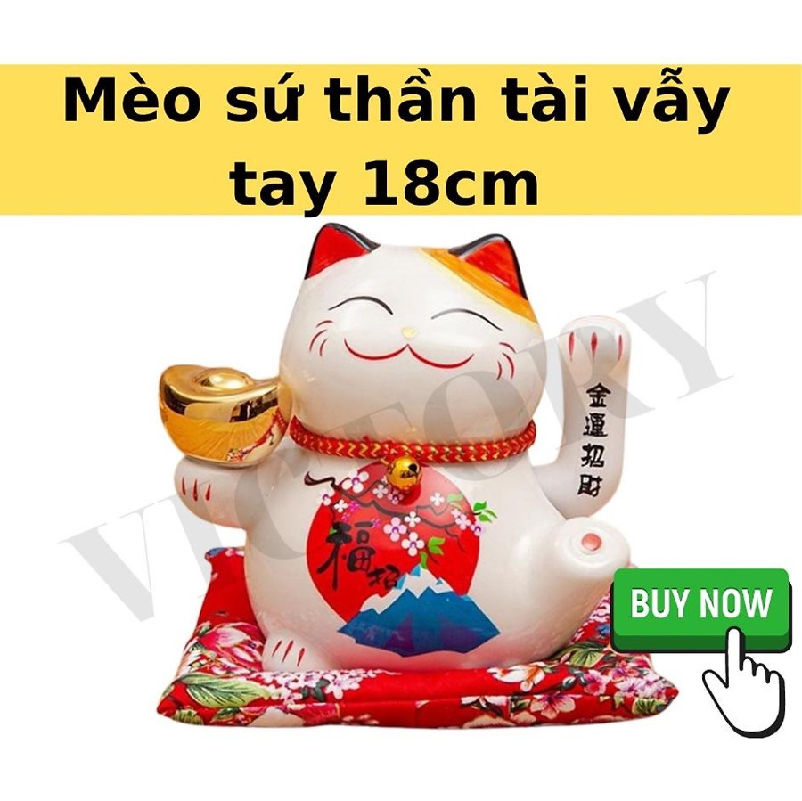 (ĐANG SALE-50%)Tượng mèo thần tài,Mèo Thần Tài May Mắn Vẫy Tay Nhật Bản Maneki Neko,Mèo thần tài vẫy tay sài pin đem lại tài lộc may mắn cho gia chủ thịnh vượng cát tường