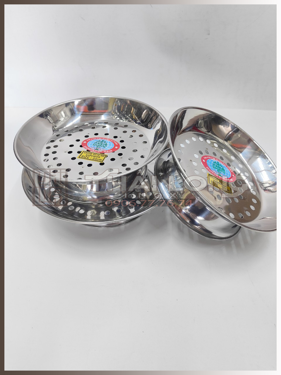 Dĩa Hấp / Xửng Hấp Inox Có Chân Cách Thủy TC [Có sẵn] [Ảnh thật]
