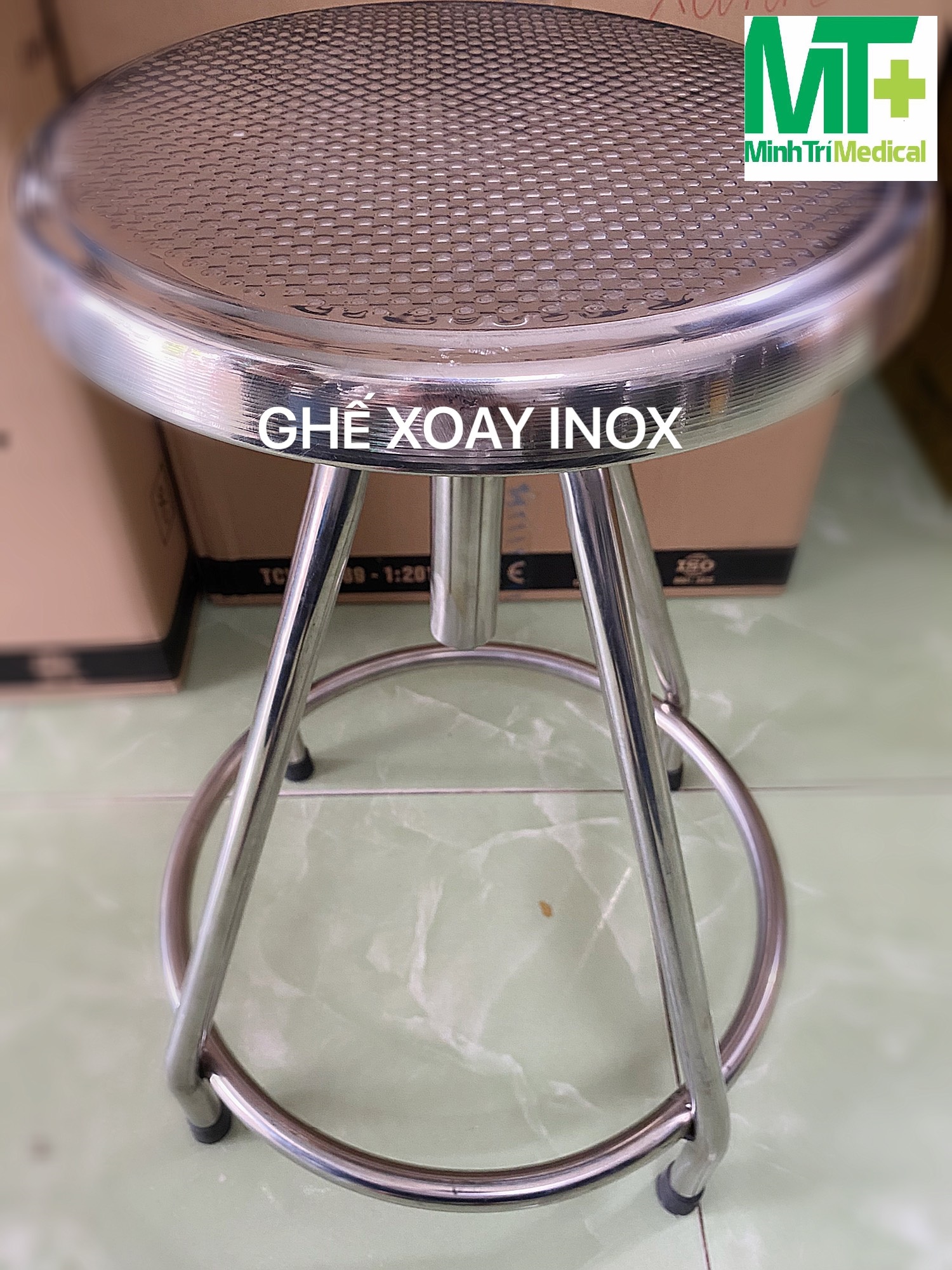 Ghế xoay inox loại dày 2li độ xoay cao thấp 550-680
