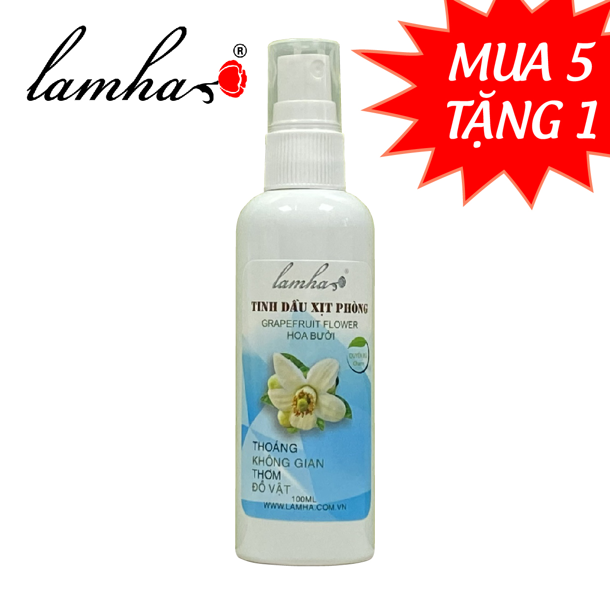 Xịt phòng tinh dầu Hoa Bưởi - Lam Hà 100ml