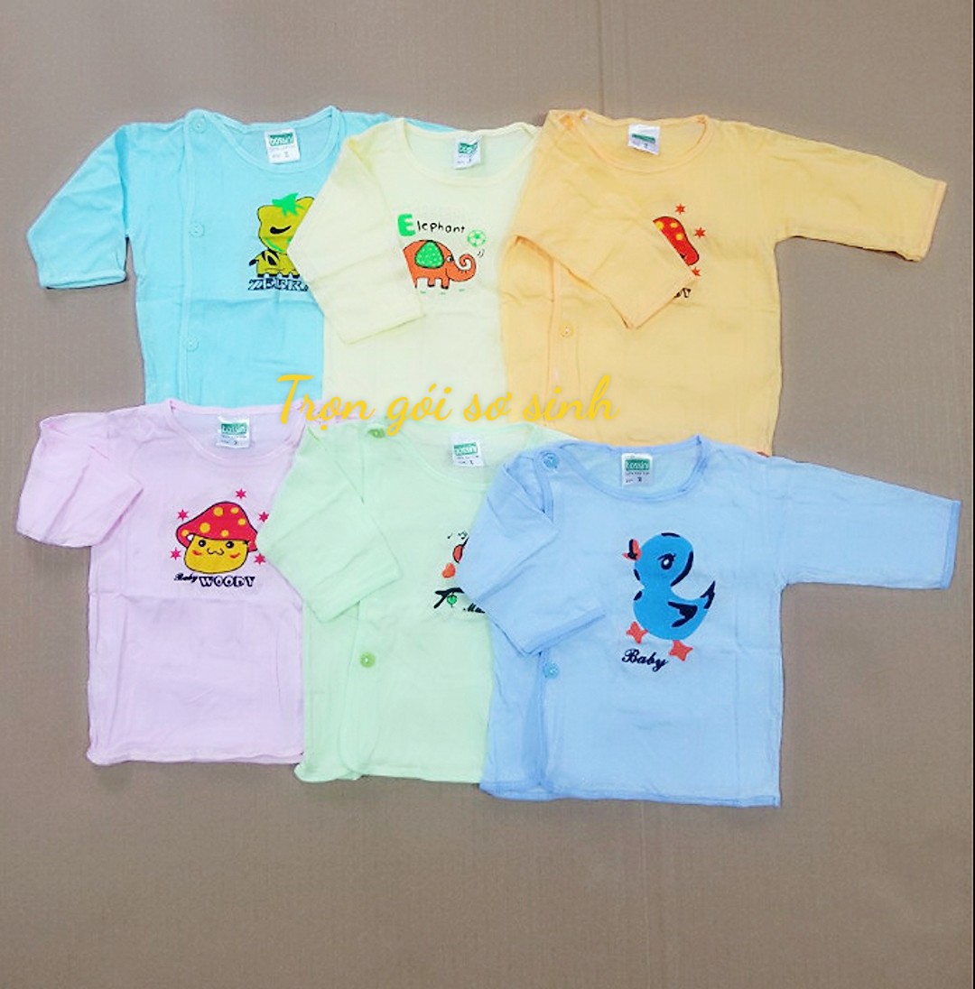 Combo 5 áo sơ sinh màu tay dài chất cotton