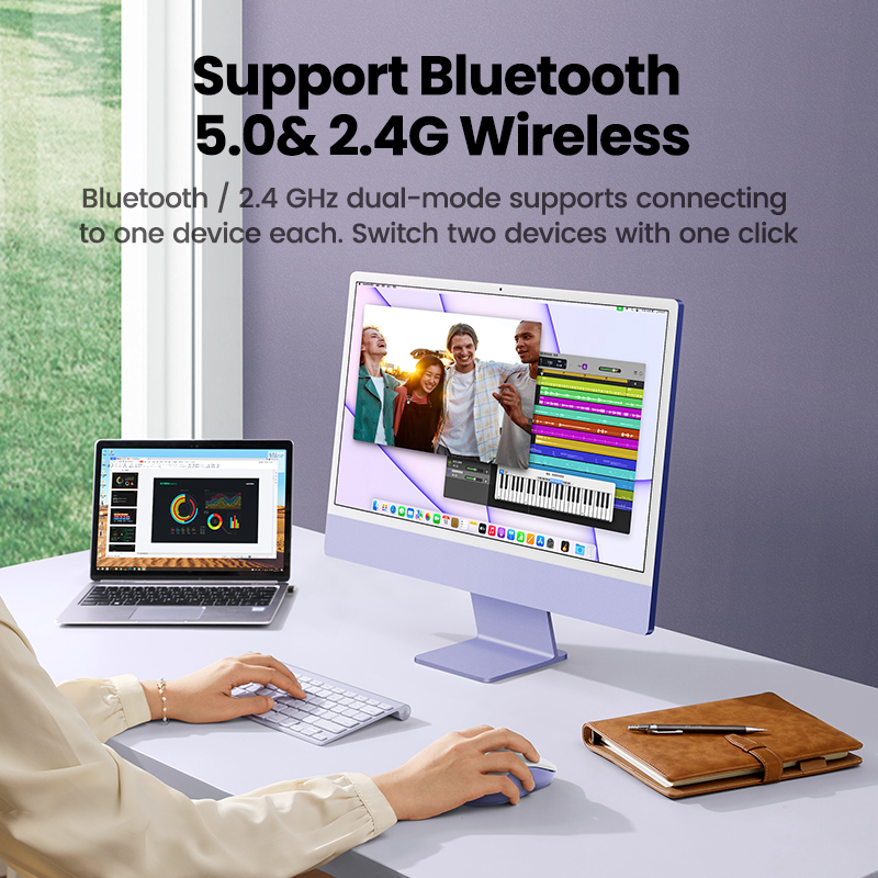 UGREEN Bluetooth 2.4G Wireless Ergonomic Silent Mouse 4000DPI for MacBook Tablet Laptop Computer Desktop PC Model: 25992