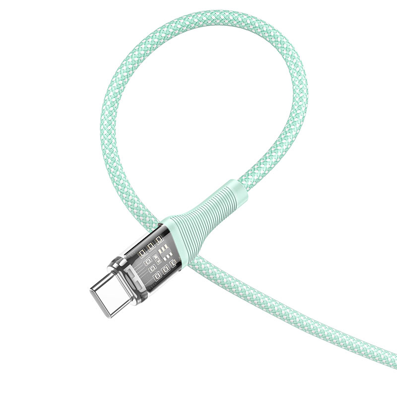Cáp sạc nhanh 60W Hoco U111 Type-C to Type-C dây dù 1.2m (xanh)