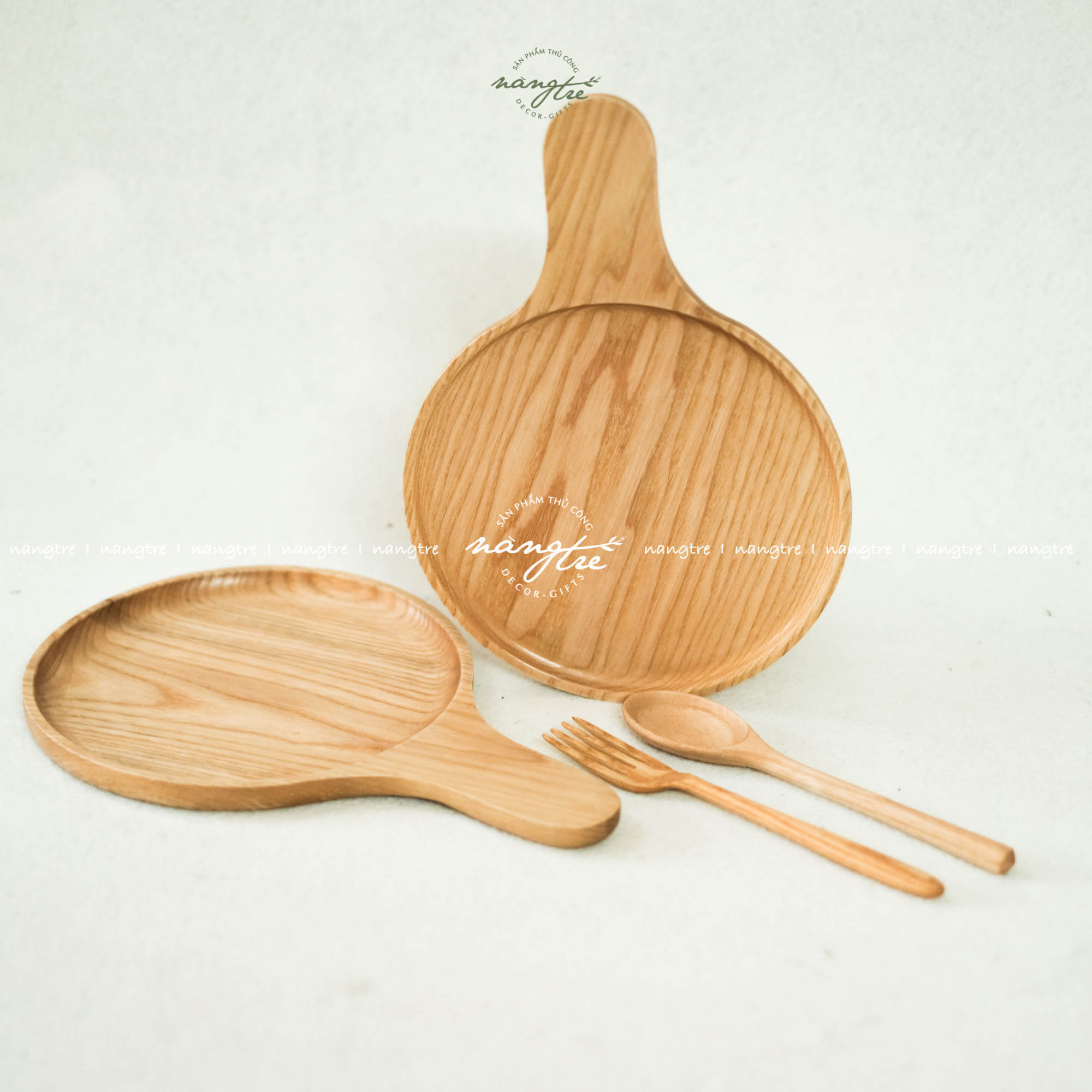 [HCM]Khay gỗ tay cầm - đĩa gỗ