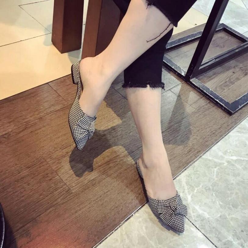 Sục nơ nữ, dép thời trang nữ đế bệt 2 phân hàng đẹp siêu hót trend/ Dép sục nơ lụa cao cấp giá rẻ