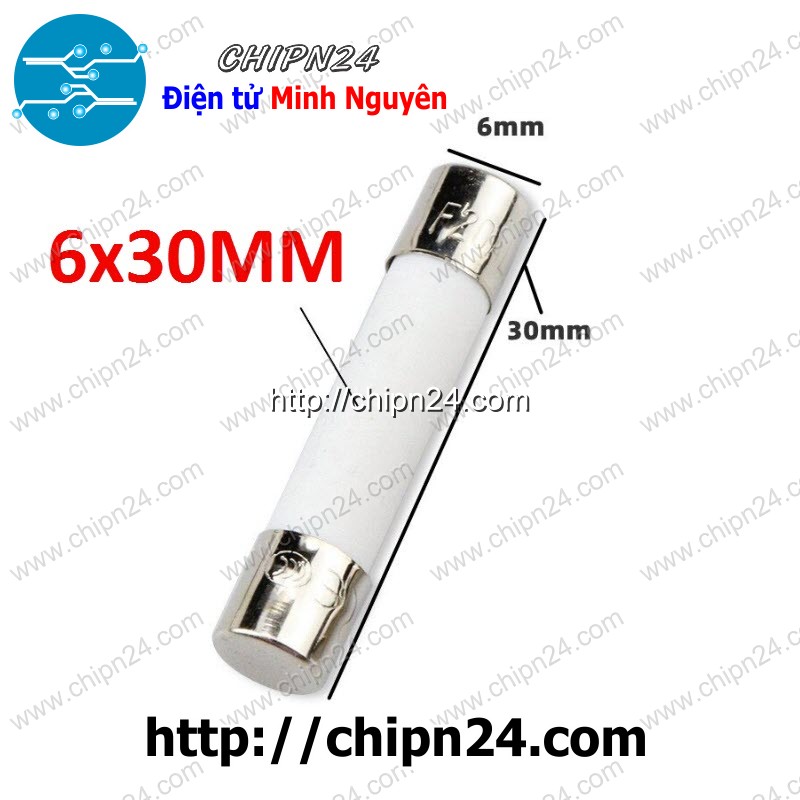 [5 cái] (kg2) cầu chì sứ 6x30mm (1a/2a/3a/4a/5a/6a/6.3a/8a/10a/15a/16a/20a 6*30 250vac)