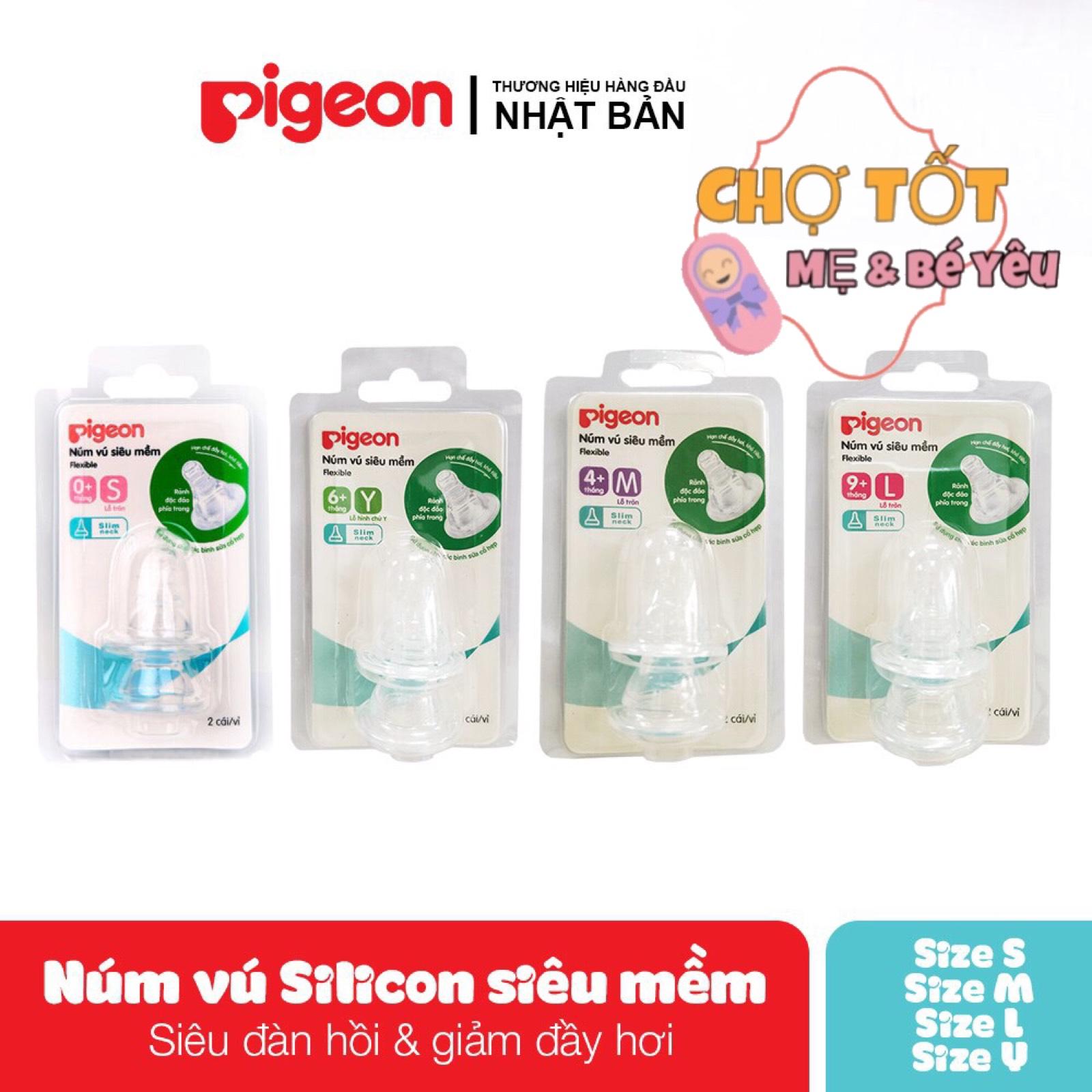 [HCM]Núm Ty Pigeon Cổ Hẹp Size M ( Vì 2 Núm ) Siêu Mềm