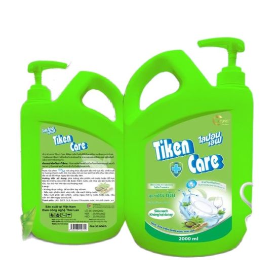 Combo 2 Can Nước Rửa Chén Tiken Care Siêu Sạch Hương Chanh 2000 ML thơm dịu sạch bóng vết dầu mỡ