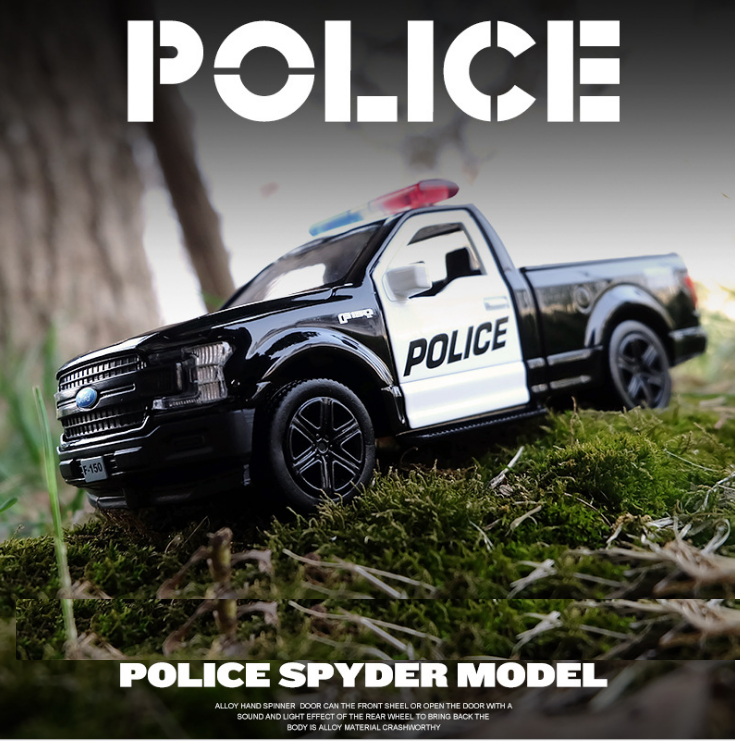 Xe ô tô bán tải mini Ford F150 tỉ lệ 1:36 - Mô hình xe bằng kim loại mở được cửa xe chạy bằng cót