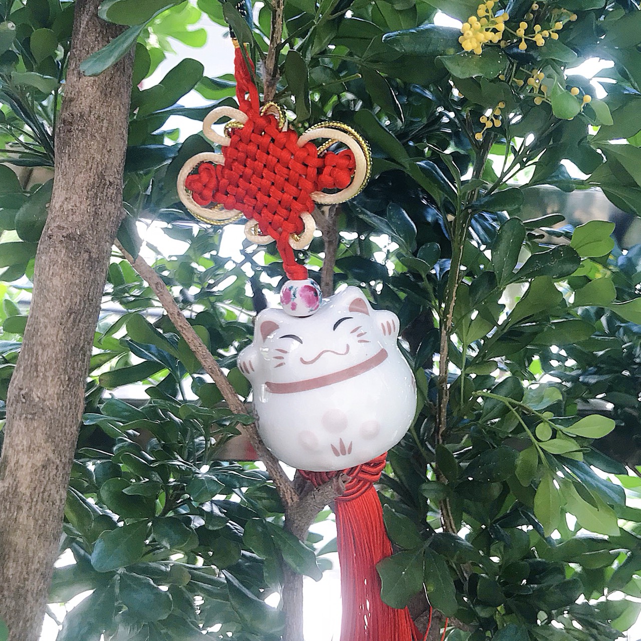 Dây treo mèo sứ cát tường phong thủy