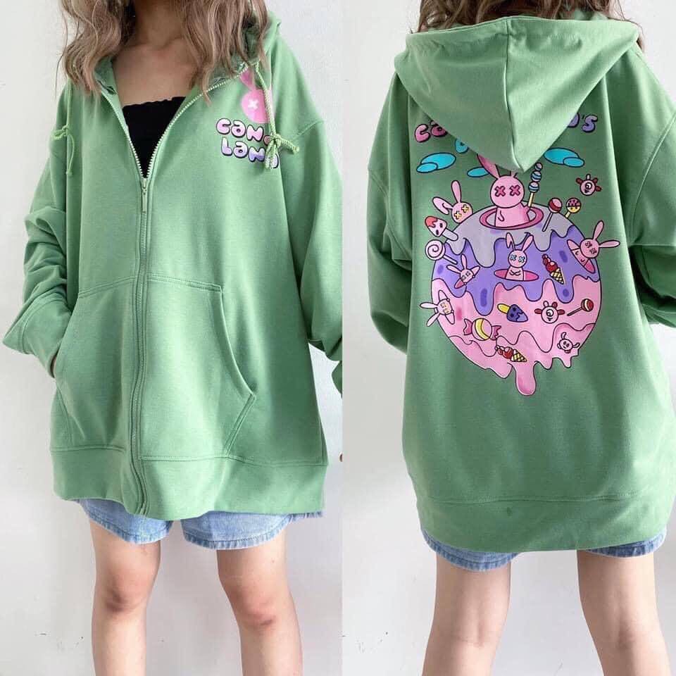 ÁO KHOÁC HOODIE NỮ FROM RỘNG PHỐI NÓN 2 LỚP CỰC ĐẸP