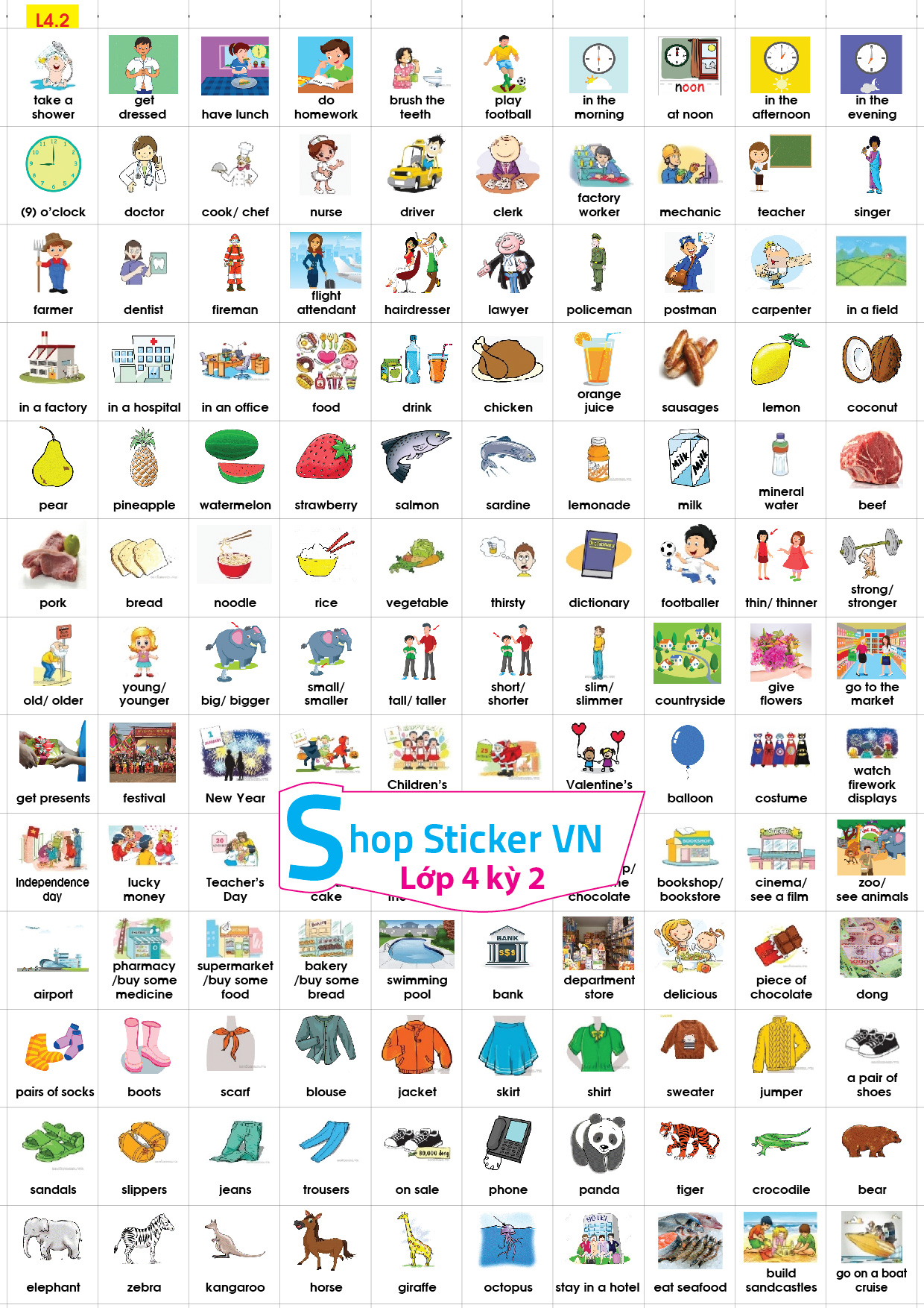 Sticker từ vựng tiếng anh đủ các khối lớp - BGD - Global