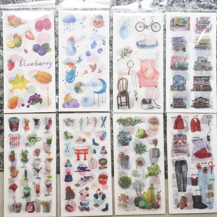 [HCM]Set 48-120 sticker trang trí planner STG070 chất liệu giấy washi có thể viết lên được phù hợp nhiều hoàn cảnh trang trí