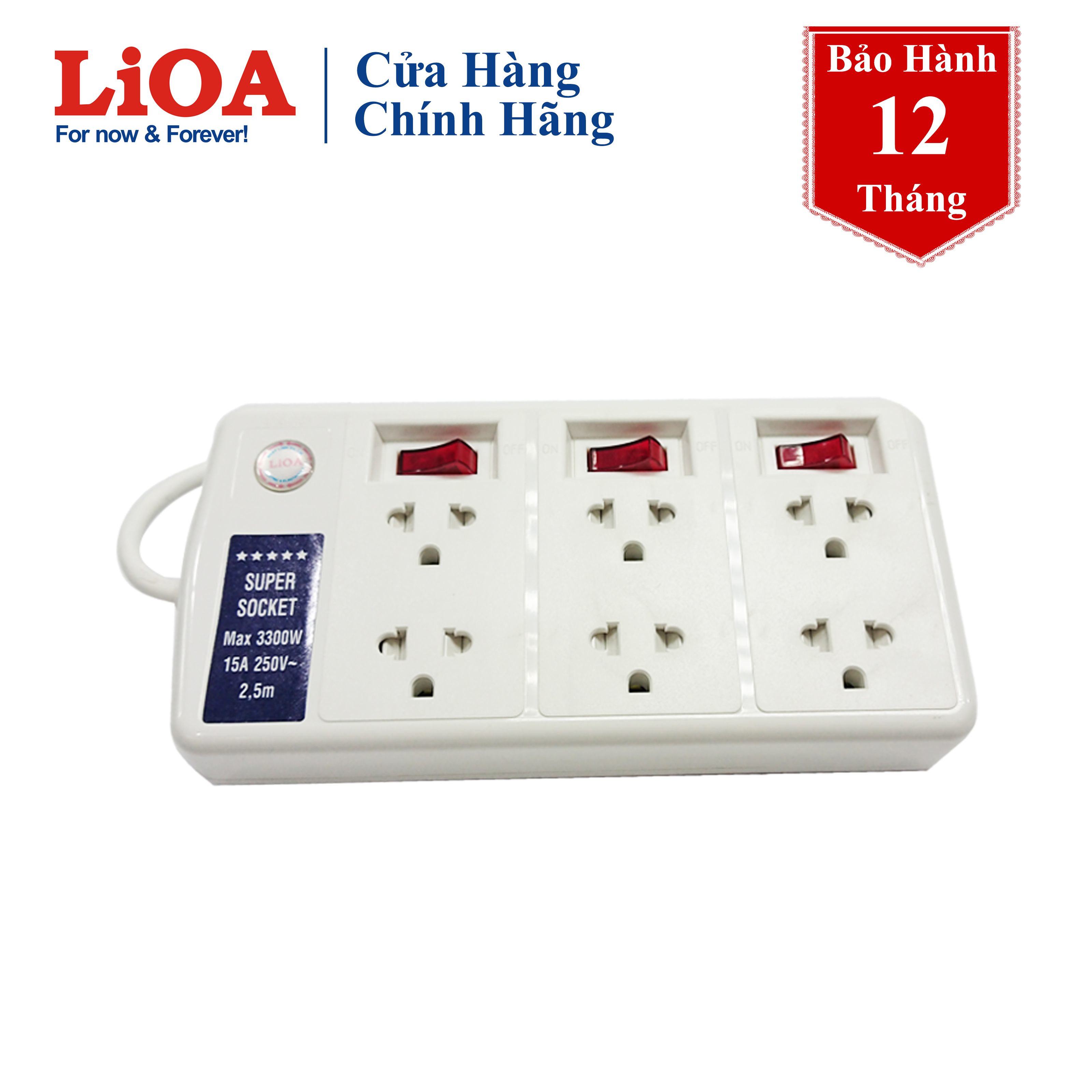 Ổ cắm kéo dài LiOA công suất lớn 6 ổ cắm 6SS2.5-2