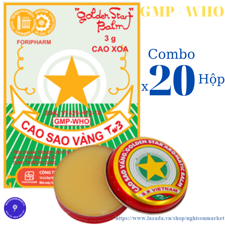 Dầu cù là Cao sao vàng 3g Combo 20 hộp