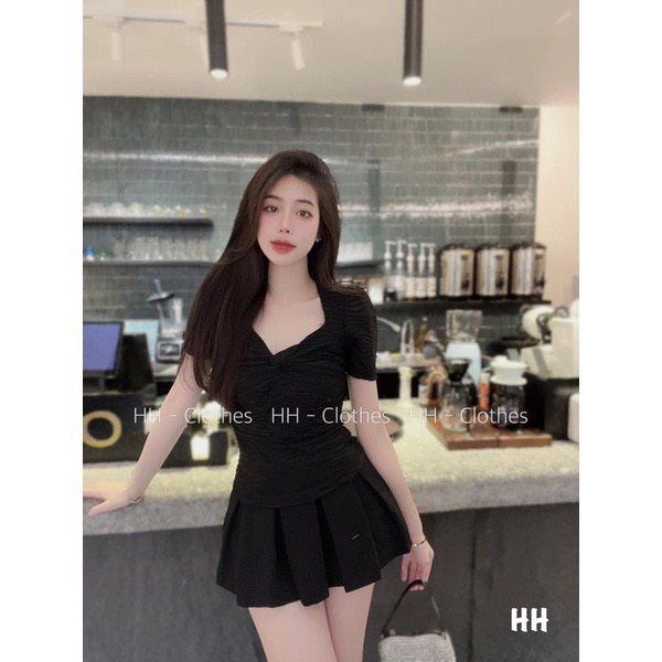 Áo xốp tay ngắn xoắn ngực sịn xò sang chảnh 853
