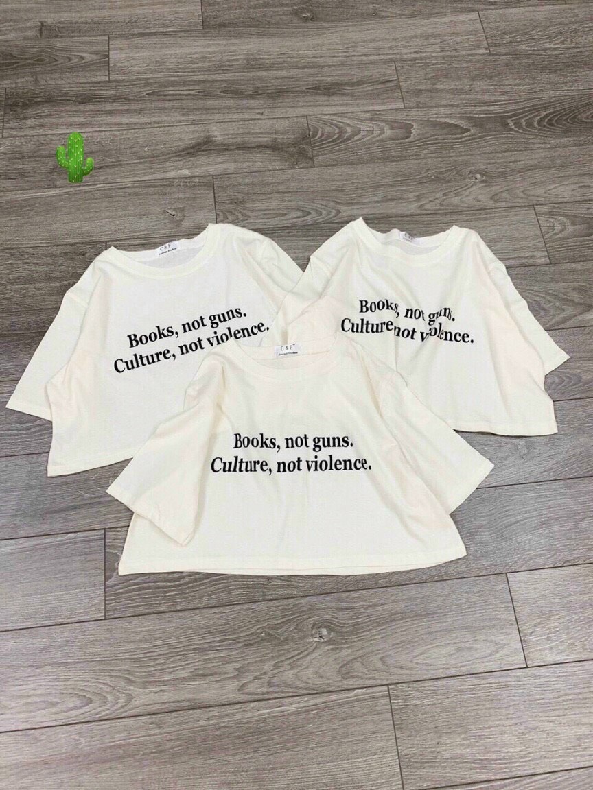 Áo croptop tay lỡ form rộng in chữ trước ngực cute TTPK0022