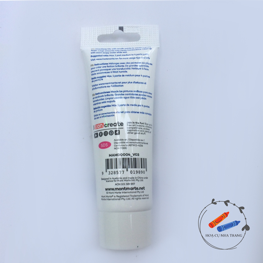 [HOẠ CỤ NHA TRANG] Gel Phủ Bóng Medium Gloss Mont Marte Tuýp 75ml