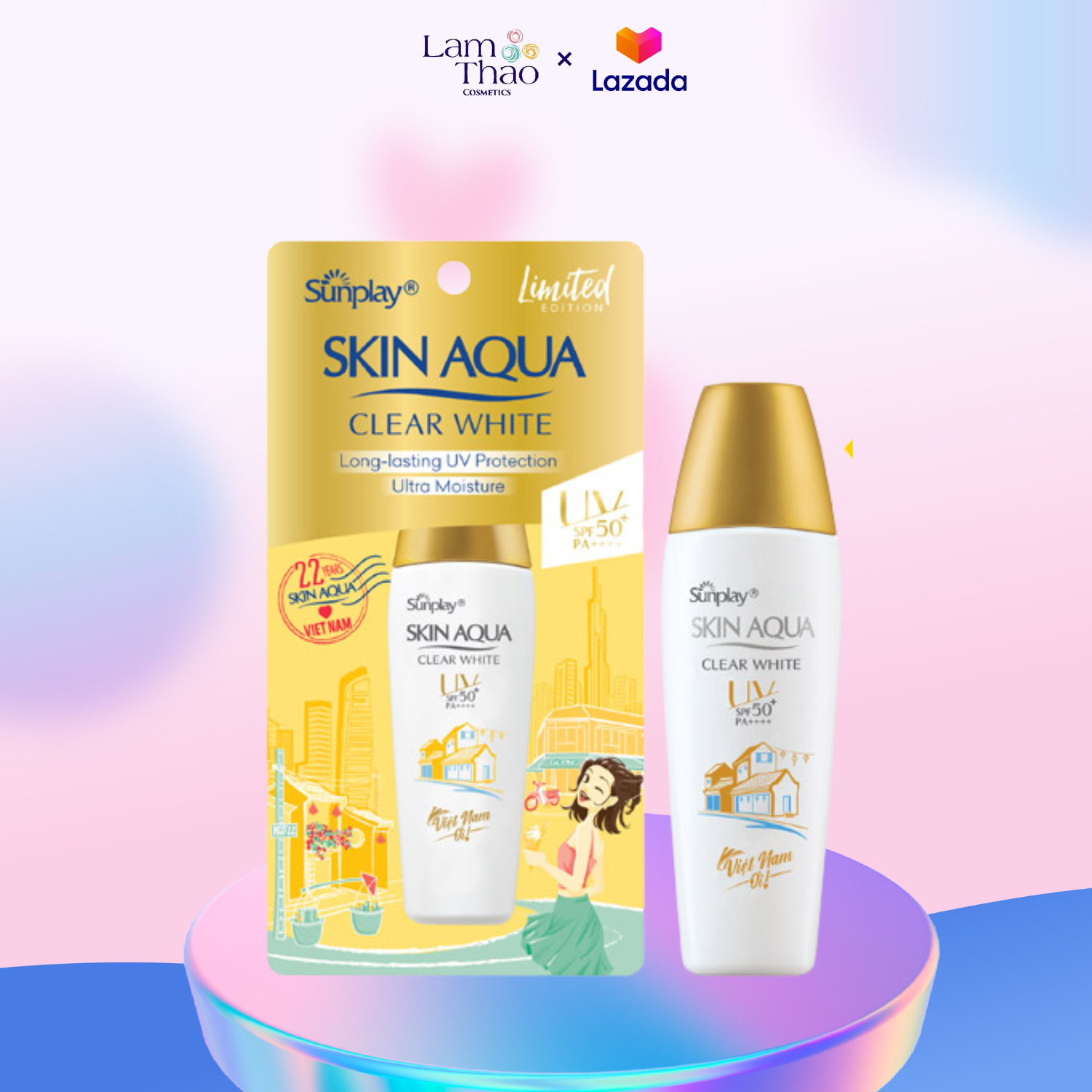Bản Việt  Chống Nắng Dạng Sữa Dưỡng Da Trắng Mịn Sunplay Skin Aqua Clear