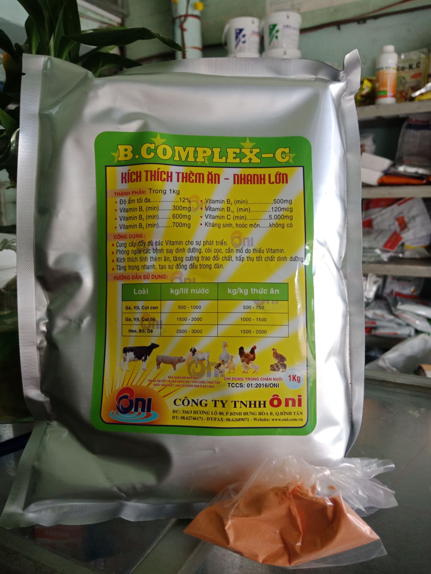 B COMPLEX C (1 kg) cho gà, vịt, cút, heo, bò, dê