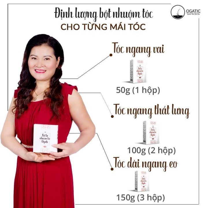 [HCM]Bột lá nhuộm tóc thảo dược Ogatic các màu (ĐEN, NÂU, NÂU ĐỎ, XANH ĐEN) - 50G/HỘP