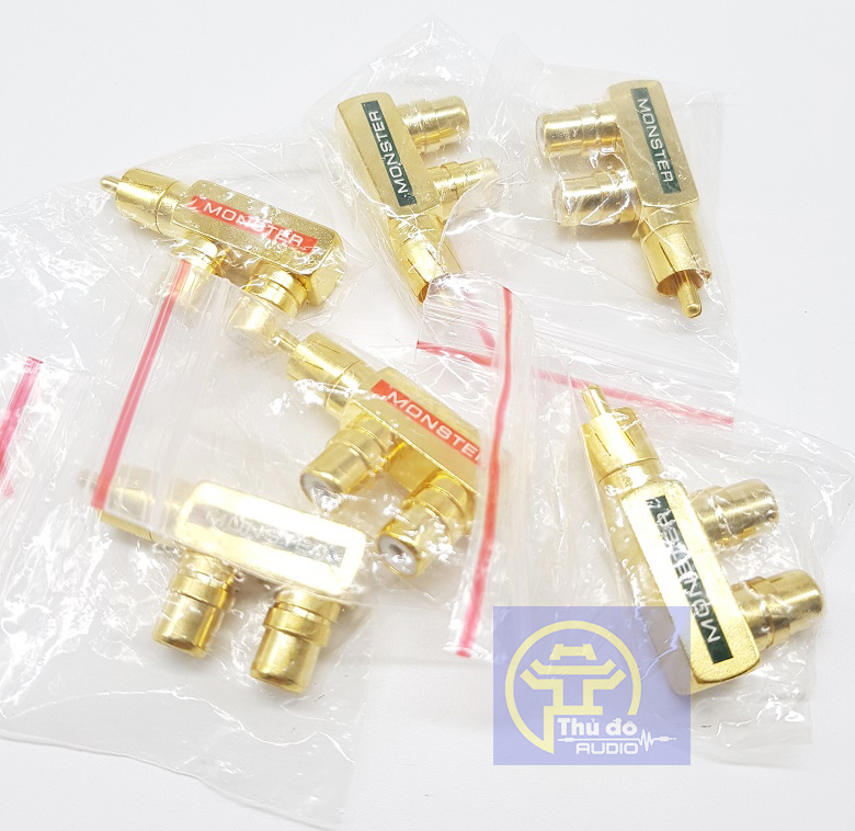 Bộ 2 Jack chia AV (RCA) 1 ra 2 Monster (chân ngang)