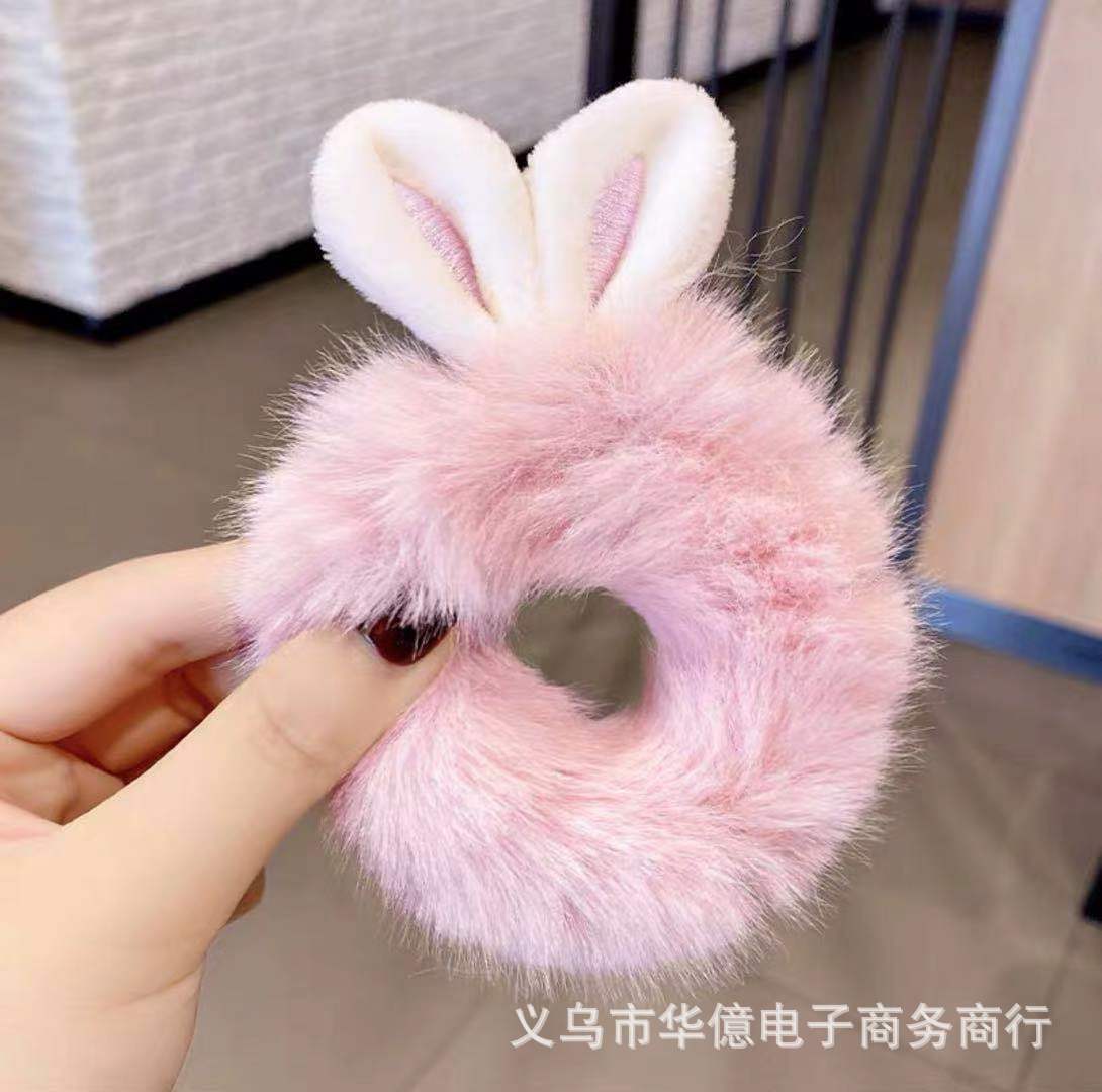 Dây Cột Tóc Hình Tai Thỏ Lông Mềm Mại Siêu Dễ Thương