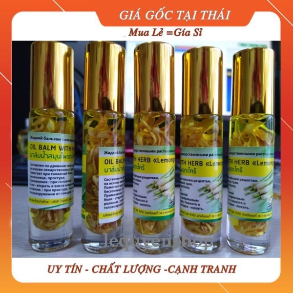 Dầu gió Thái Lan, Dầu lăn thảo dược hương sả(tốt cho người hay đau đầu) 8ml, Dầu Thái Lan cao cấp