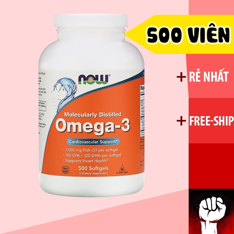Dầu Cá Omega 3 Now - Sáng Mắt Đẹp Da 500 Viên- Hàng Mỹ nhập khẩu