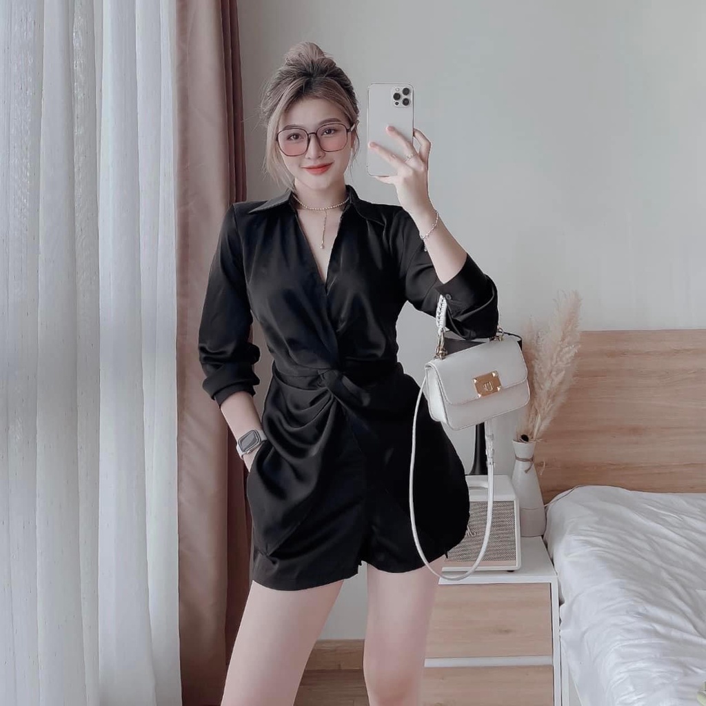 [Nhập LAZFASHION32 - giảm 60K] Set Bộ Sơ Mi Nhúm Xoắn Eo SV48