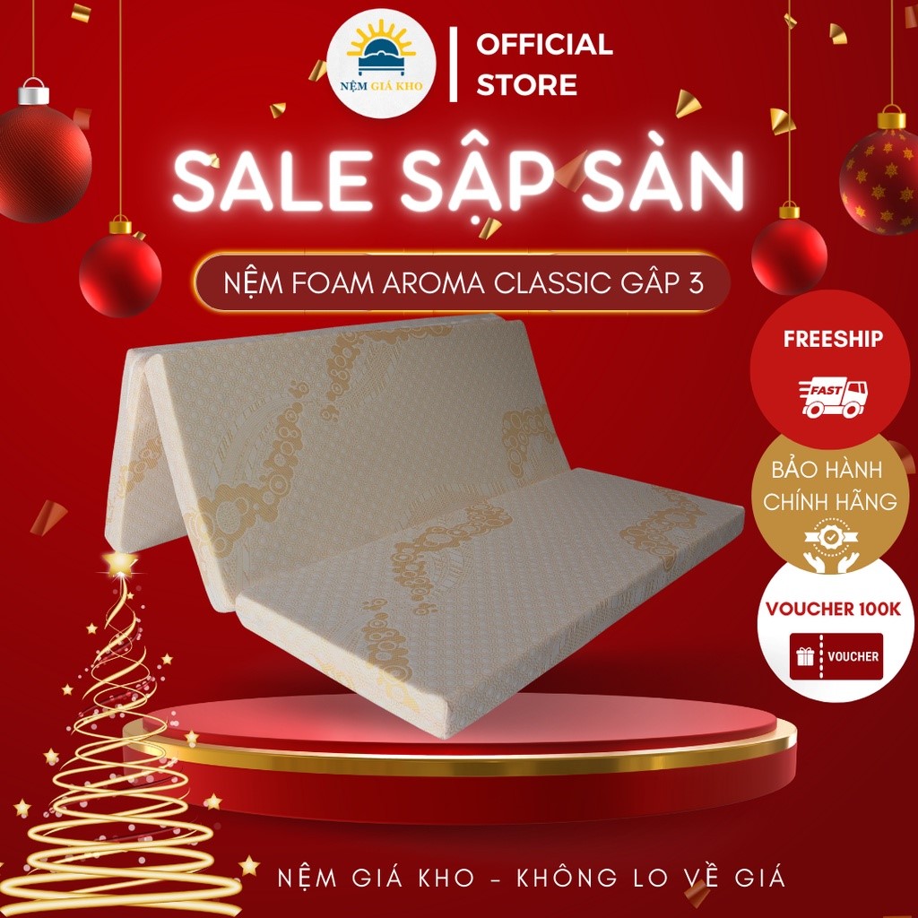 Nệm Foam Aroma Classic Gấp 3 Êm Đàn Hồi Bảo Hành Chính Hãng 10 Năm Chỉ