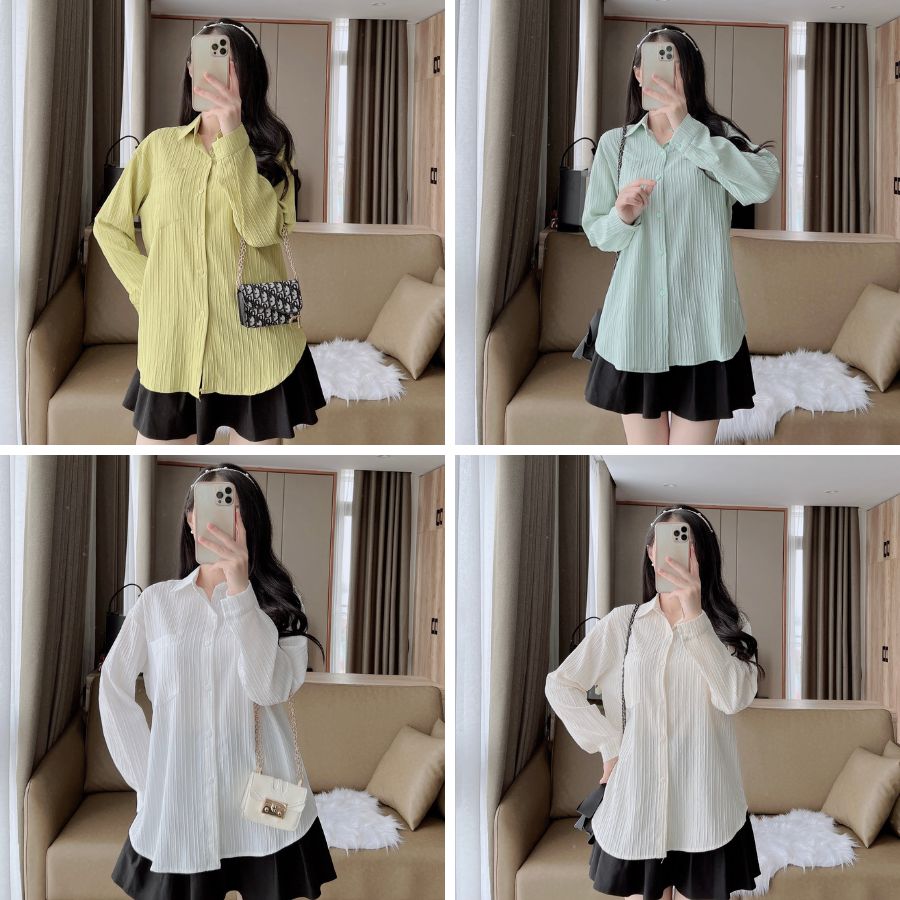 Áo sơ mi nữ công sở nữ vân xọc ullazang hàn quốc, áo sơ mi nư công sở 3 màu hot