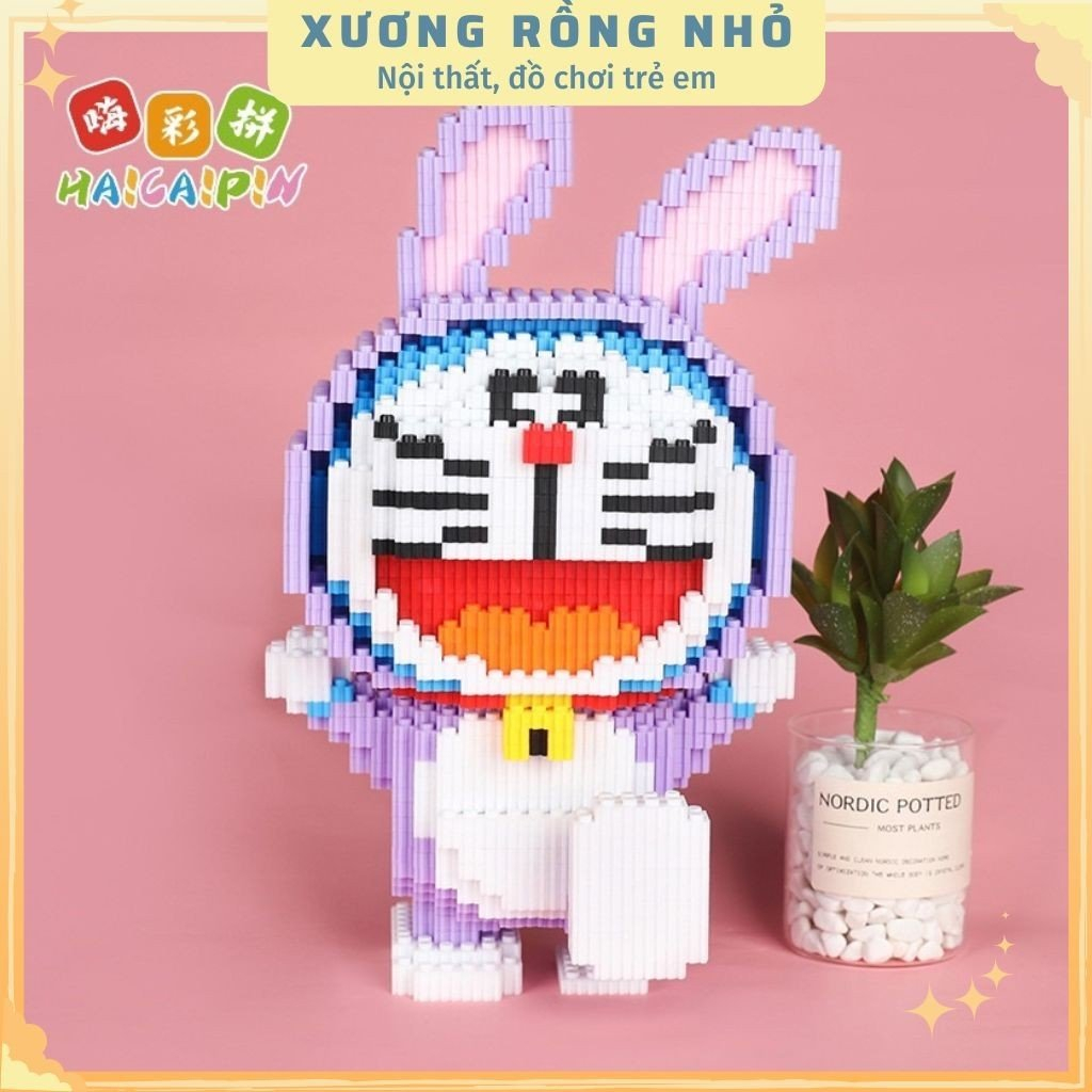 Mô hình lắp ráp Doraemon thỏ hồng - mô hình lắp ráp trang trí nhà ở, phòng khách, món đồ chơi cho mọi lứa tuổi.