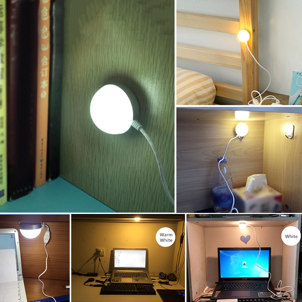 Mini LED Bulb 2W 5V USB Night Light Reading Lamp with Switch Desk Table Lamp Books Lights