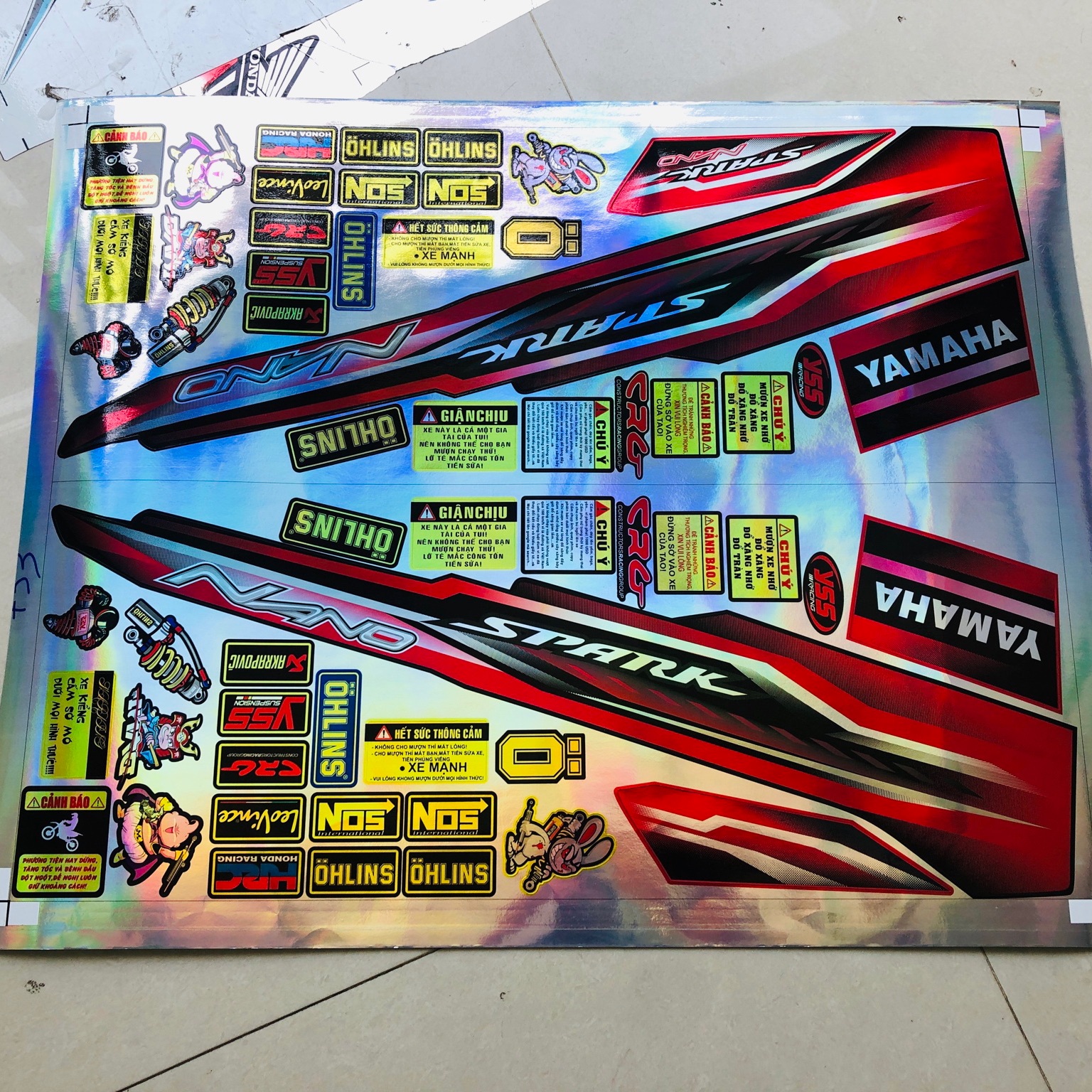 Tem rời Sirius Spark nano đỏ đen.Crom titan 7 màu