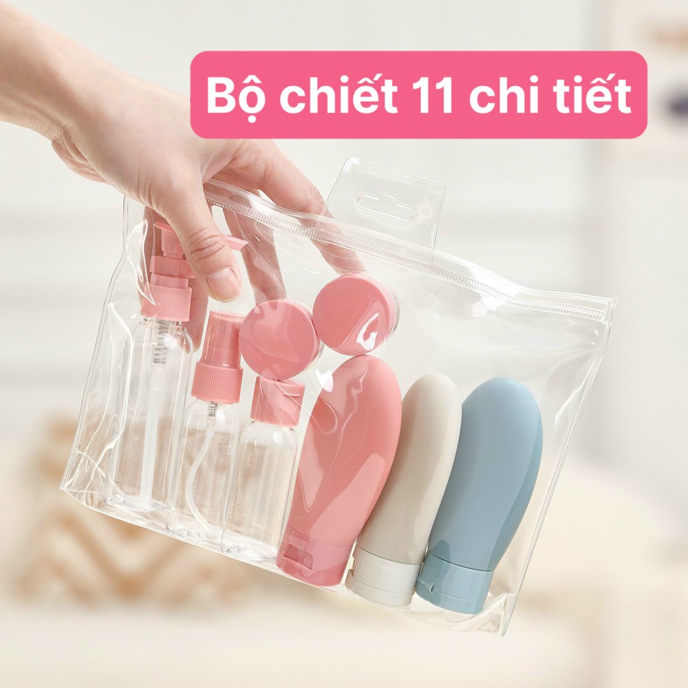 Set Chai Chiết Mỹ Phẩm 11 Trong 1 Tiện Lợi Cho Du Lịch, set chiết mỹ phẩm đi du lịch, bộ chiếc mỹ phẩm, chai chiết mỹ phẩm, lọ chiết mỹ phẩm