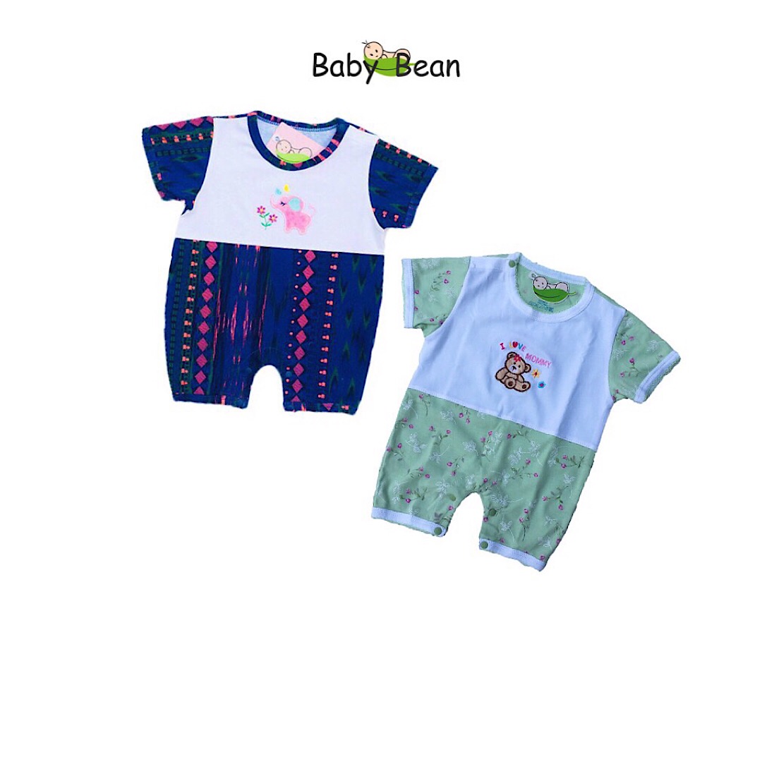 1 Bộ Bodysuit Thun Cotton Ngang Đùi Bé Sơ Sinh Trai BabyBean Màu Ngẫu Nhiên