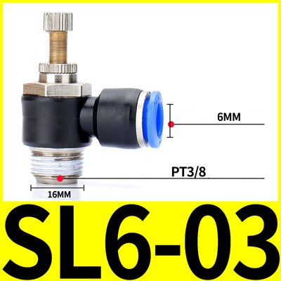 Van Tiết Lưu Khí Nén Ống 6mm, Co Van Tiết Lưu ESL Khí Nén Ren Ngoài M5 9.6 13 17 21 Ống 6mm