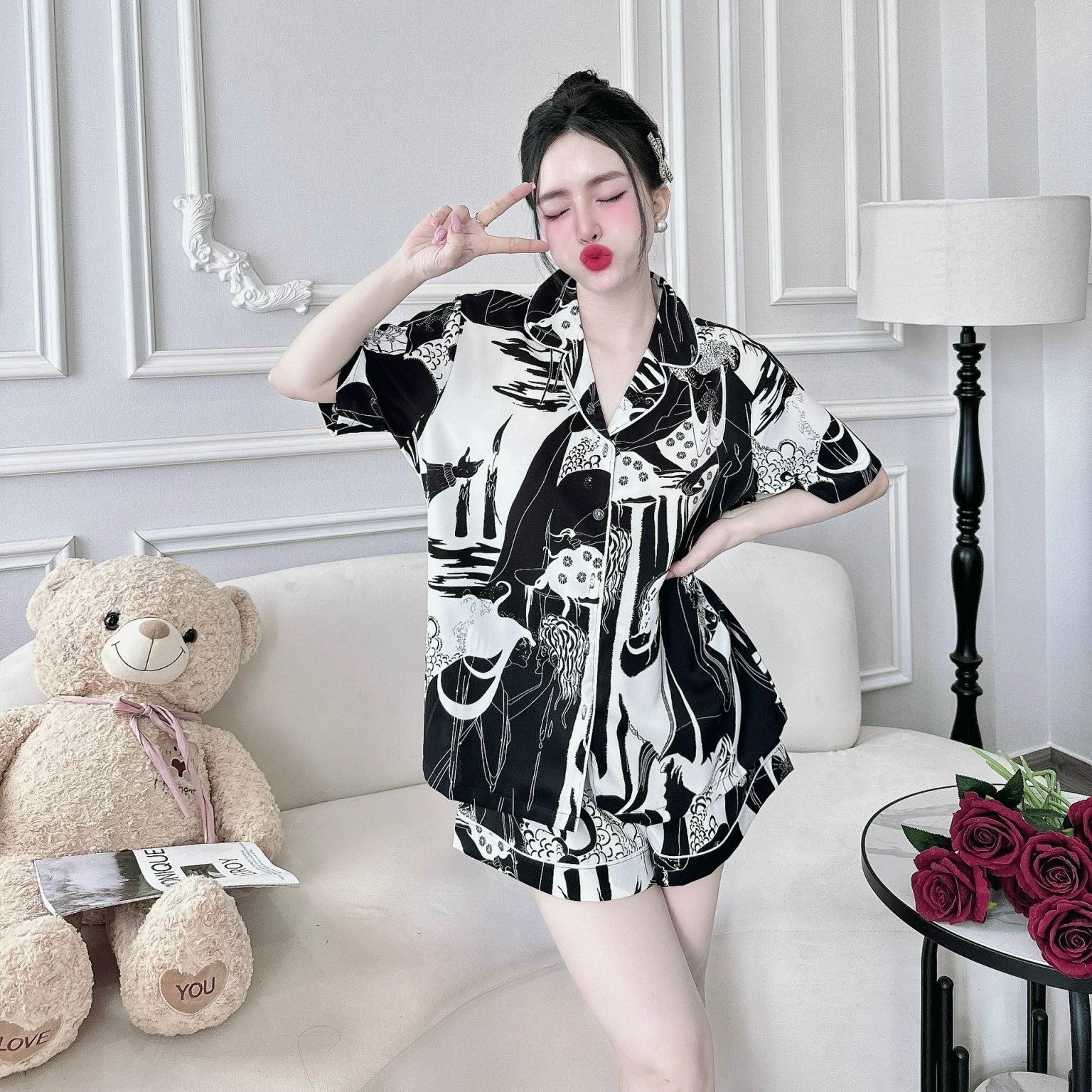 Đồ bộ bigsize đùi đồ mặc nhà cho nữ 50-110kg lụa mango cao cấp mềm mịn
