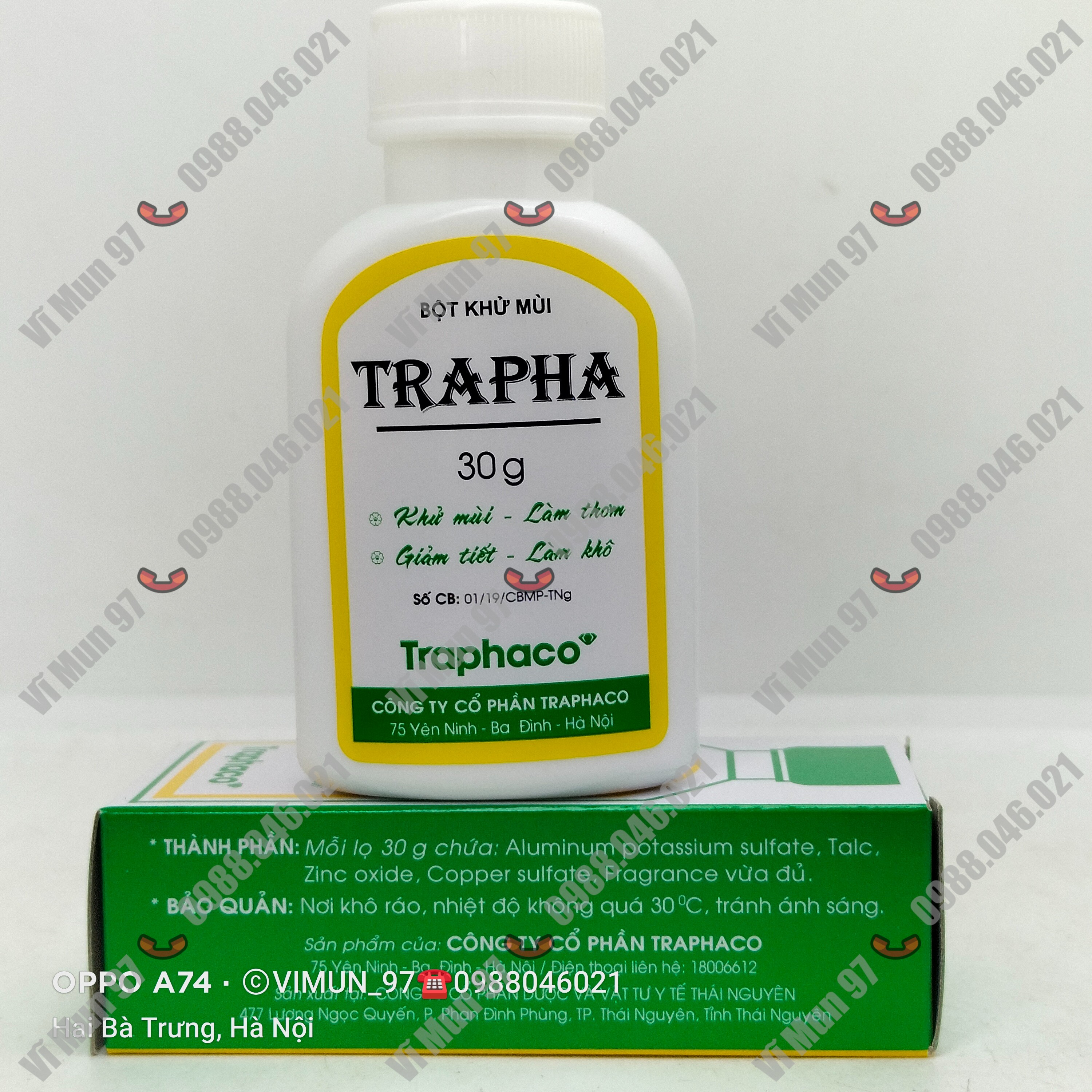 Bột khử mùi TRAPHA lọ 30g
