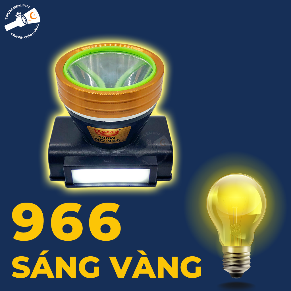 Đèn pin đội đầu siêu sáng 100W SHANGYUAN 966 LED đèn pin đội đầu chiếu xa chống nước ánh sáng Vàng và Trắng