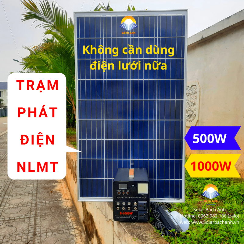 Trạm phát điện năng lượng mặt trời 500W, 1000W (Sin chuẩn)